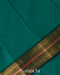 Teal Green Pure Kanchipuram Silk Cotton Sare
