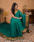 Teal Green Pure Kanchipuram Silk Cotton Sare