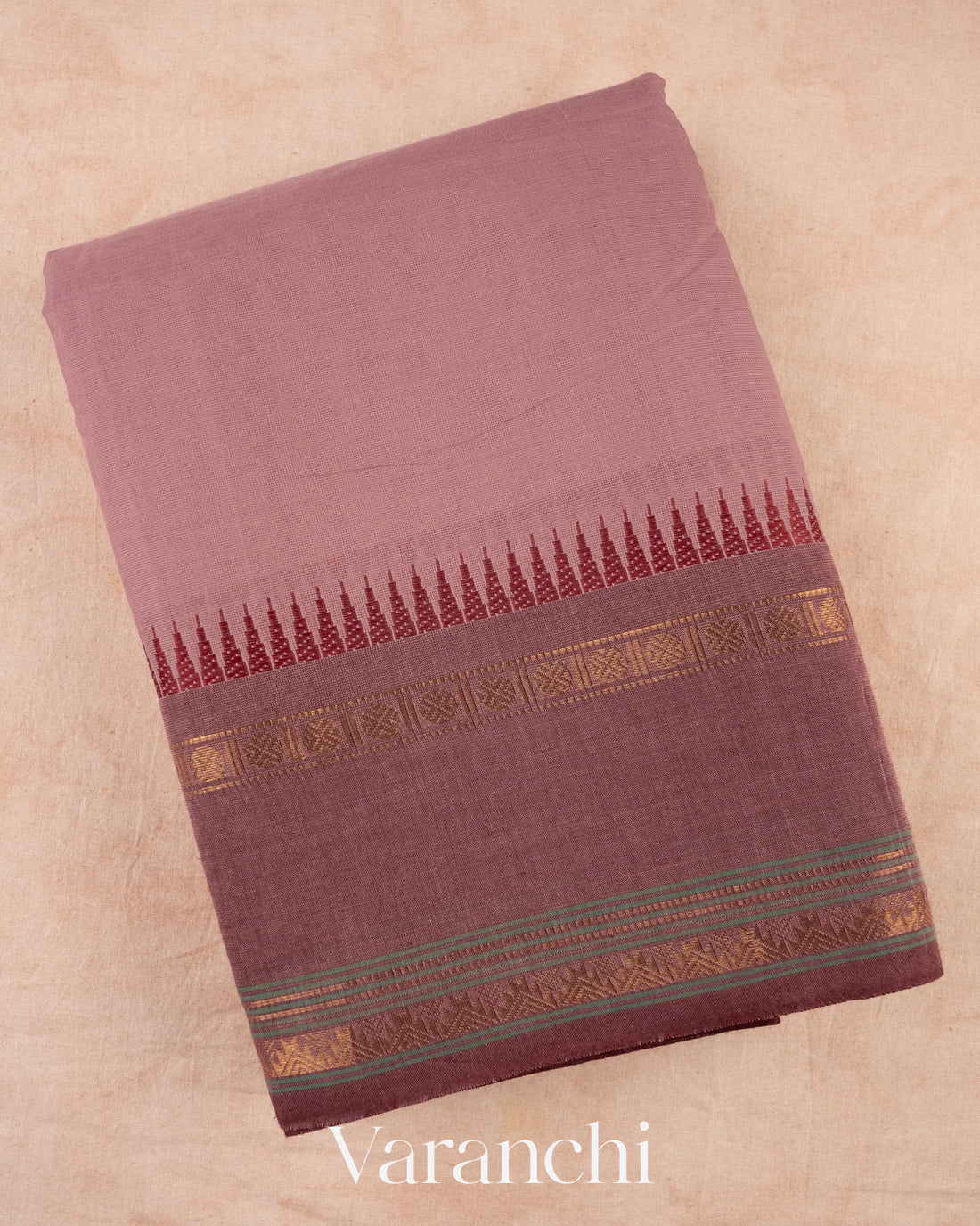 Dusty Mauve Pure Kanchipuram Cotton Saree