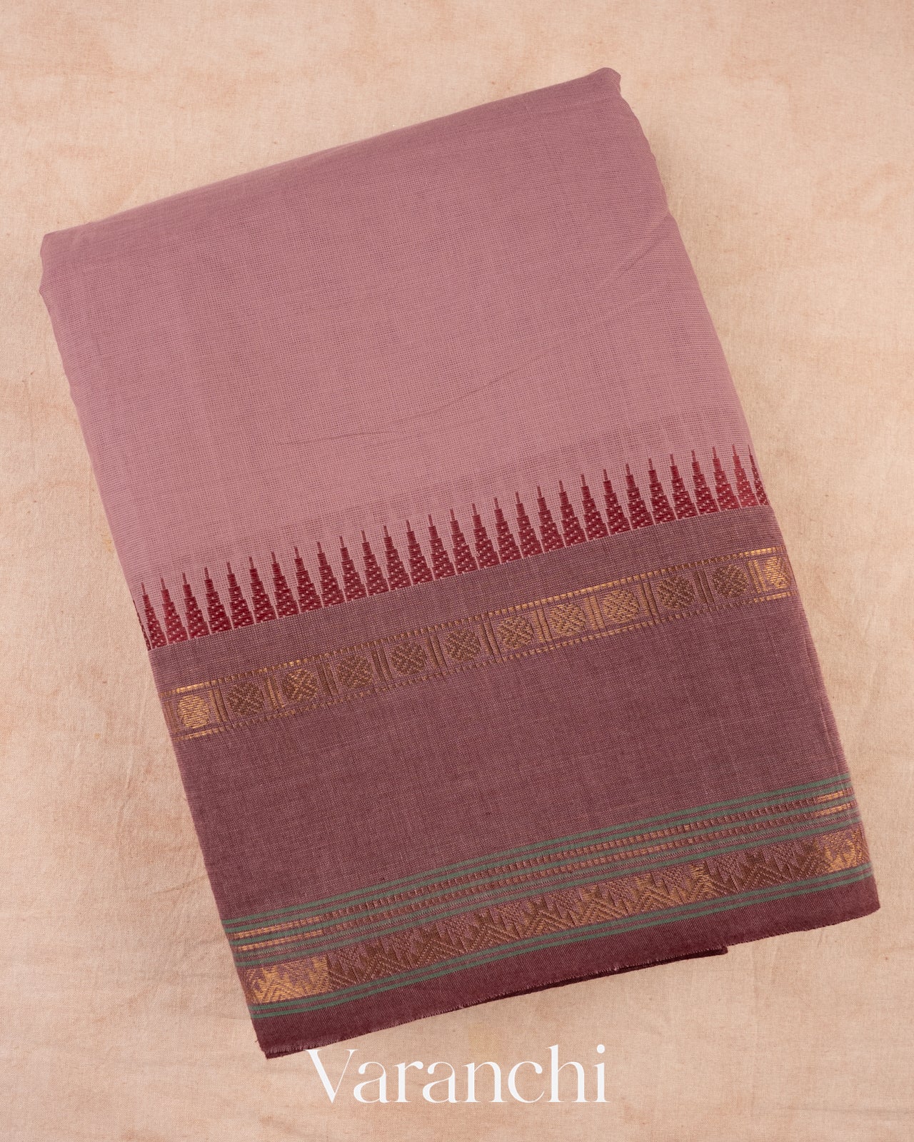 Dusty Mauve Pure Kanchipuram Cotton Saree