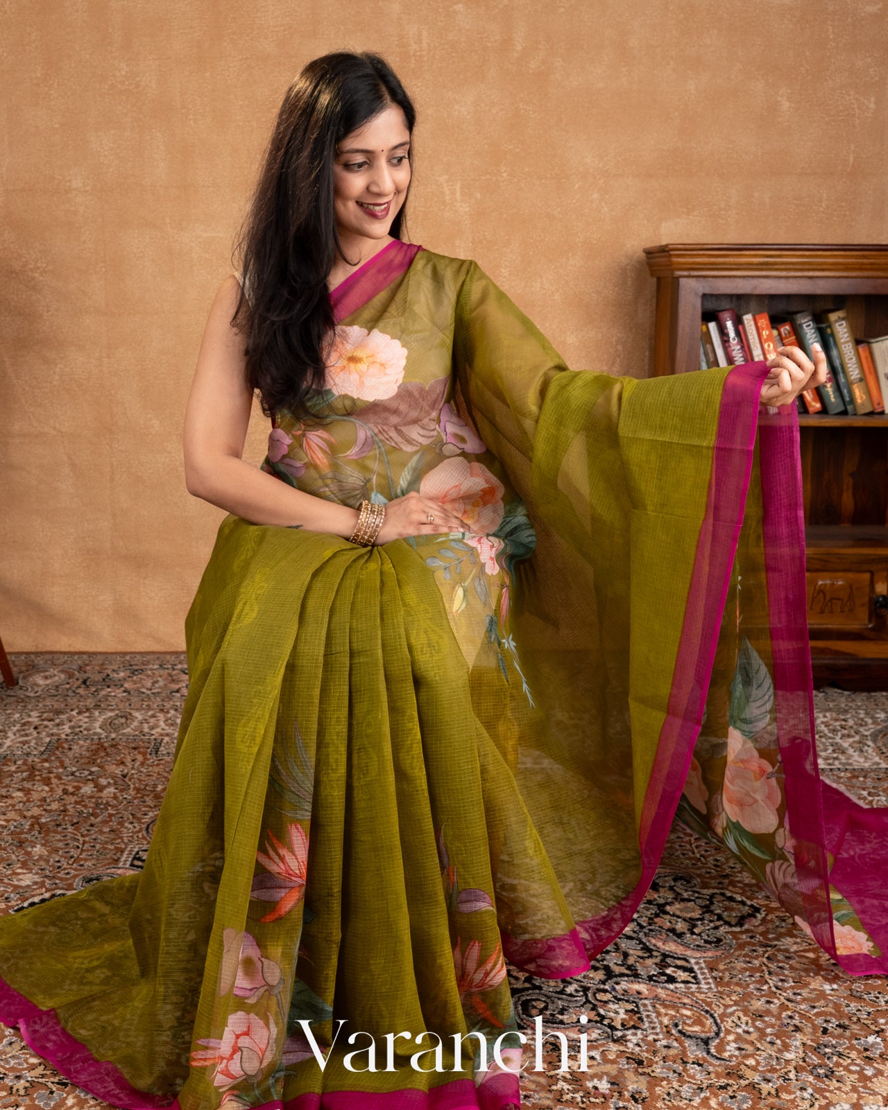 Mehendi Green Digital Printed Kota Cotton Saree  