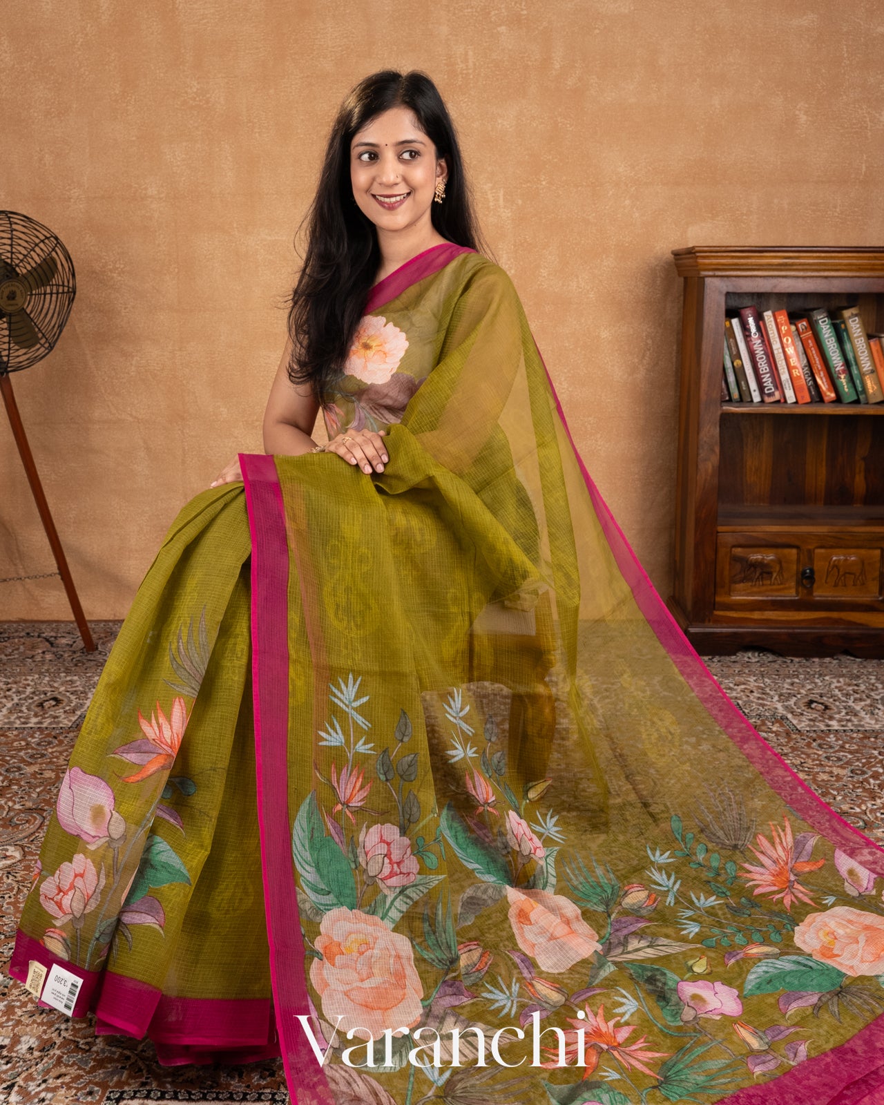 Mehendi Green Digital Printed Kota Cotton Saree  