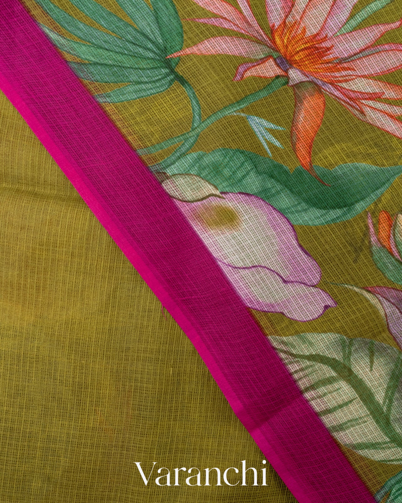 Mehendi Green Digital Printed Kota Cotton Saree  