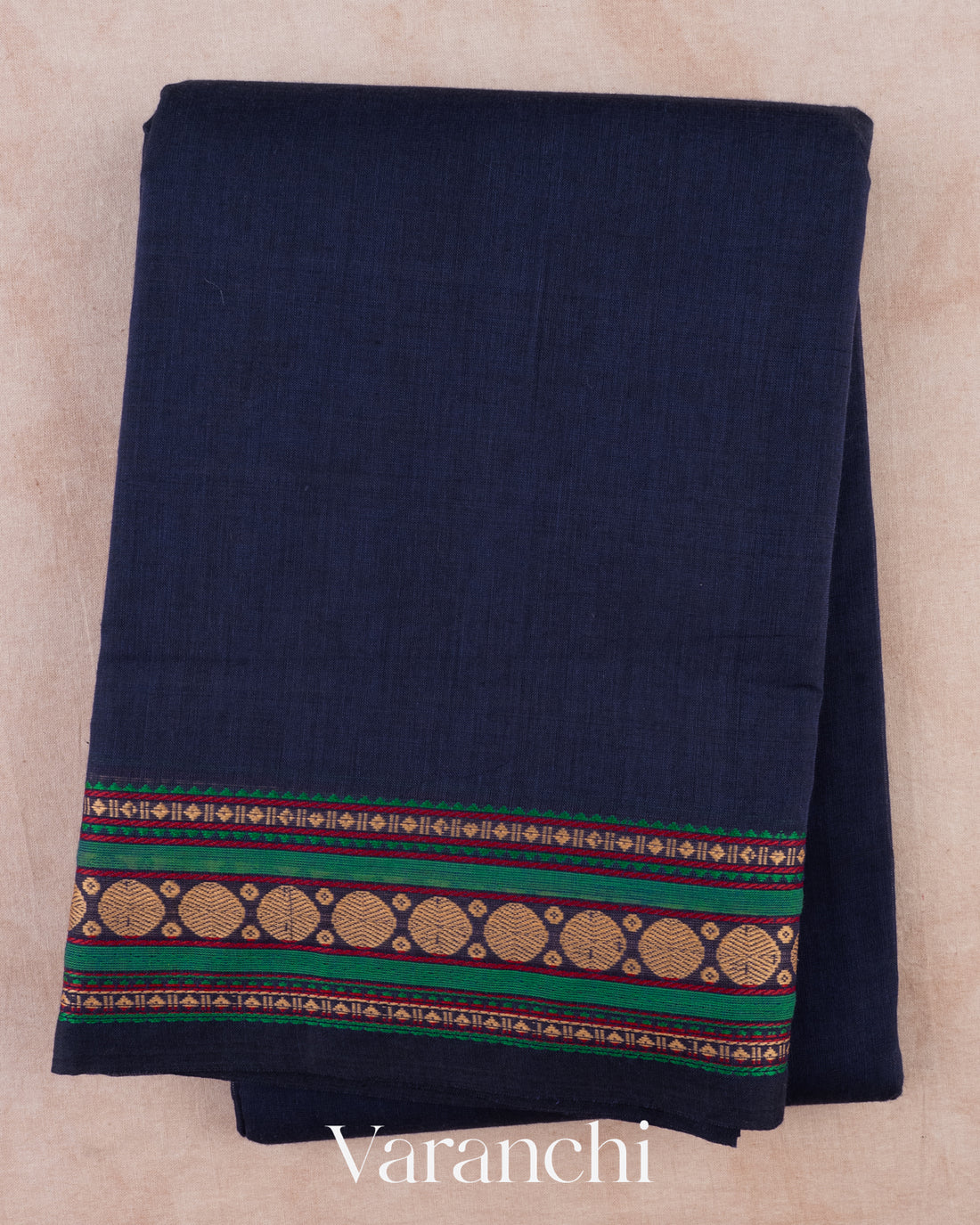 Deep Navy Blue Pure Kanchipuram Cotton Saree 