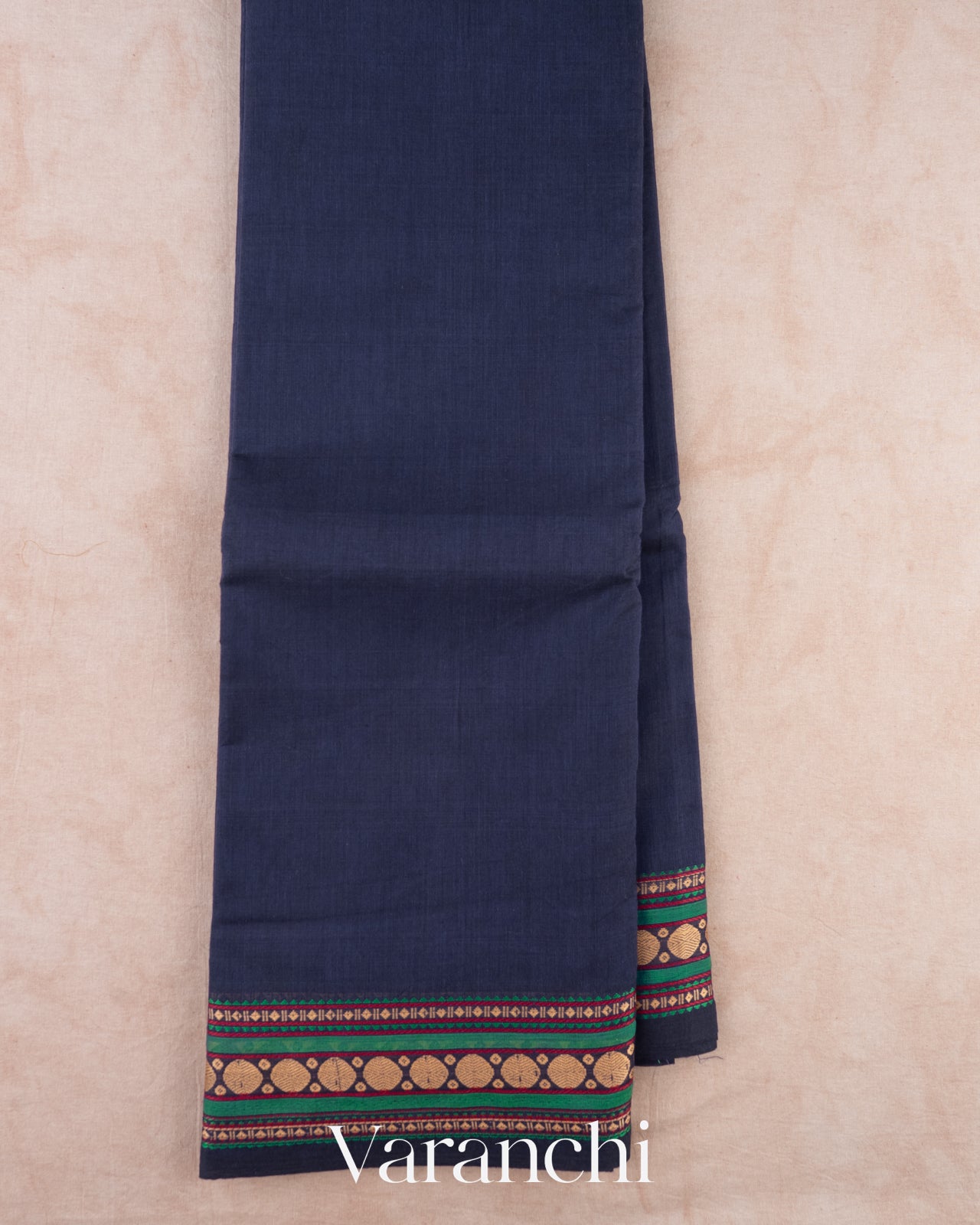 Deep Navy Blue Pure Kanchipuram Cotton Saree 