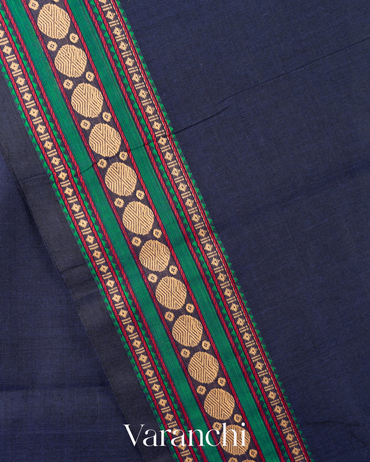 Deep Navy Blue Pure Kanchipuram Cotton Saree 