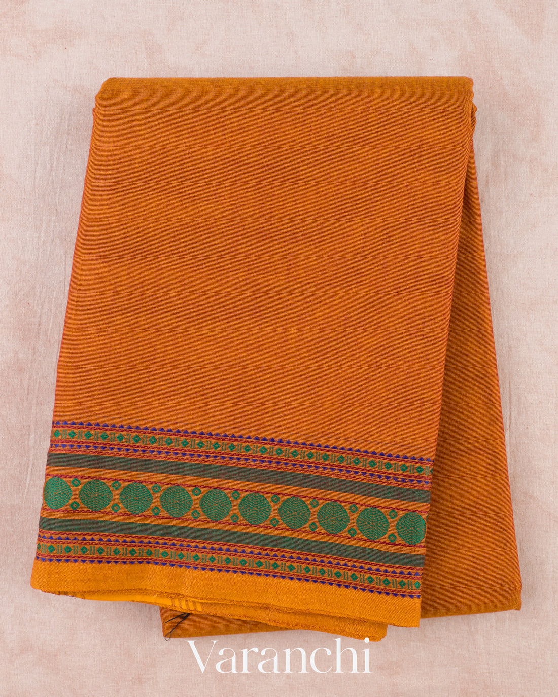 Saffron Orange Pure Kanchipuram Cotton Saree