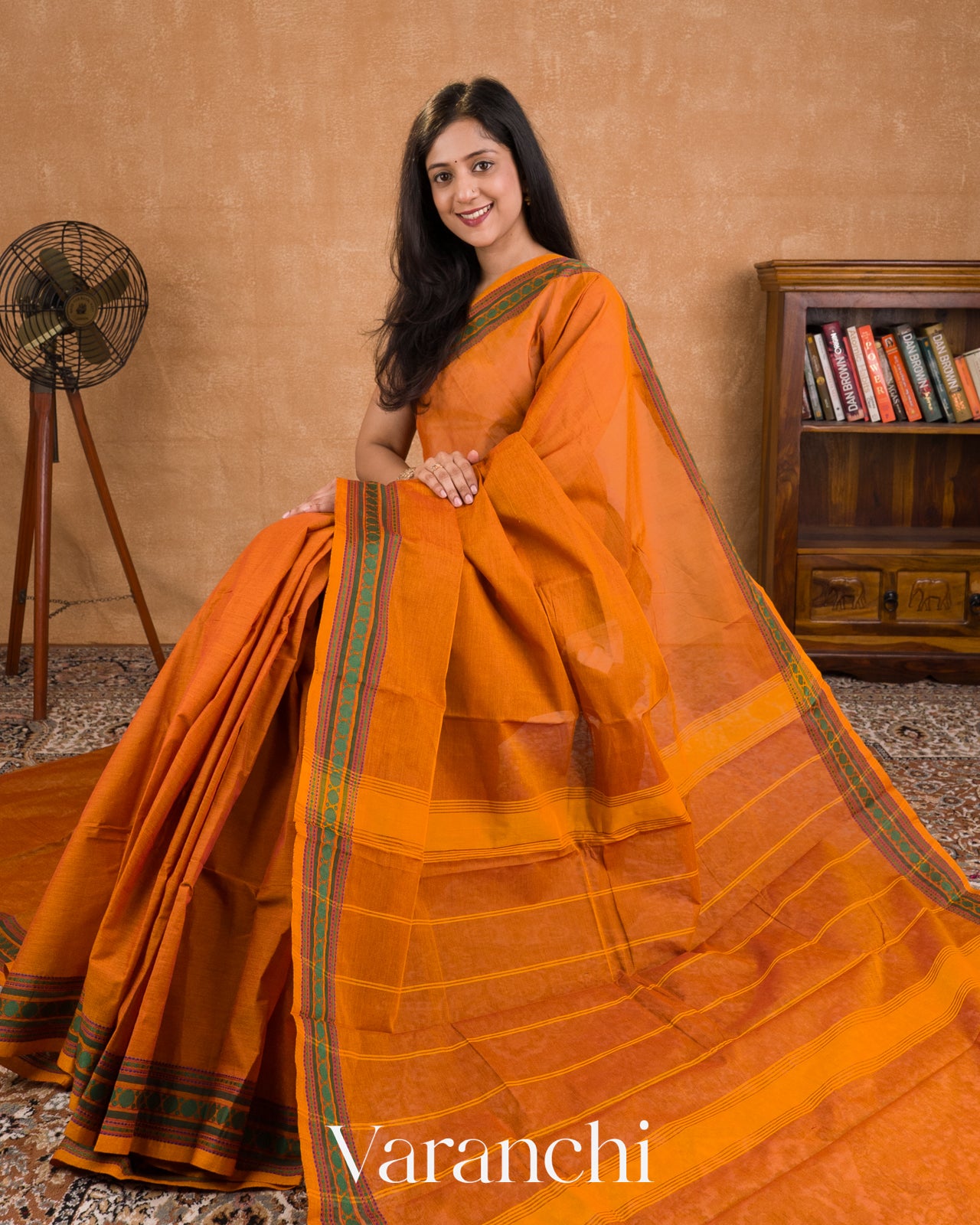 Saffron Orange Pure Kanchipuram Cotton Saree