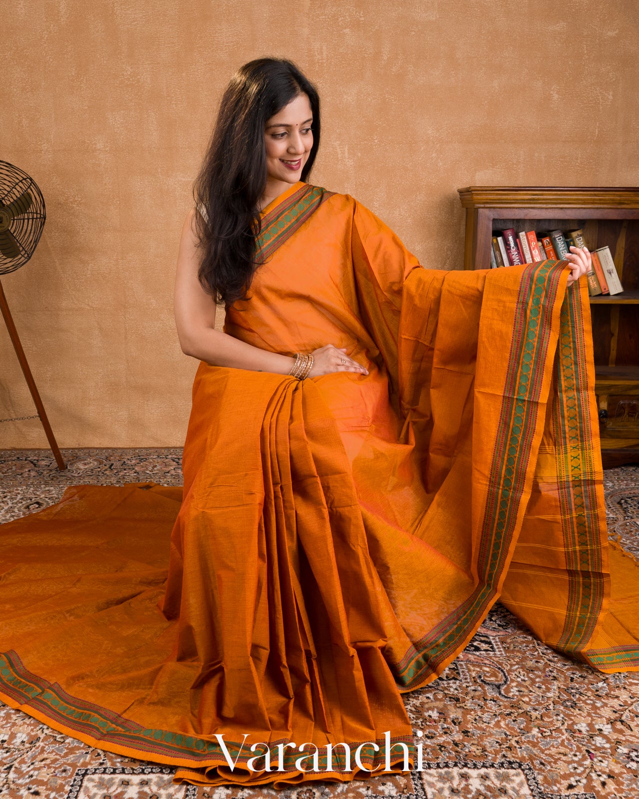 Saffron Orange Pure Kanchipuram Cotton Saree