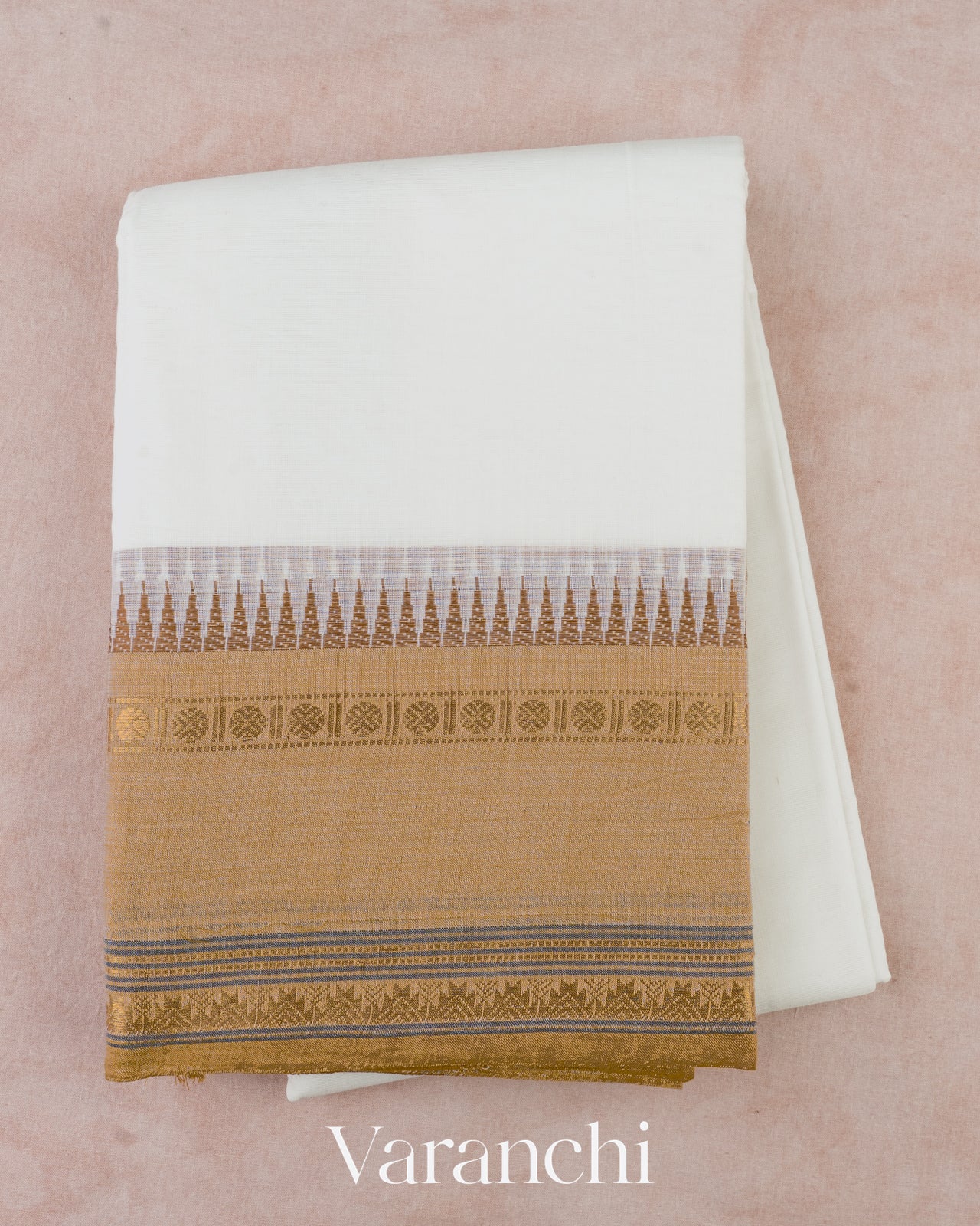 Ivory White Kanchipuram Cotton Saree