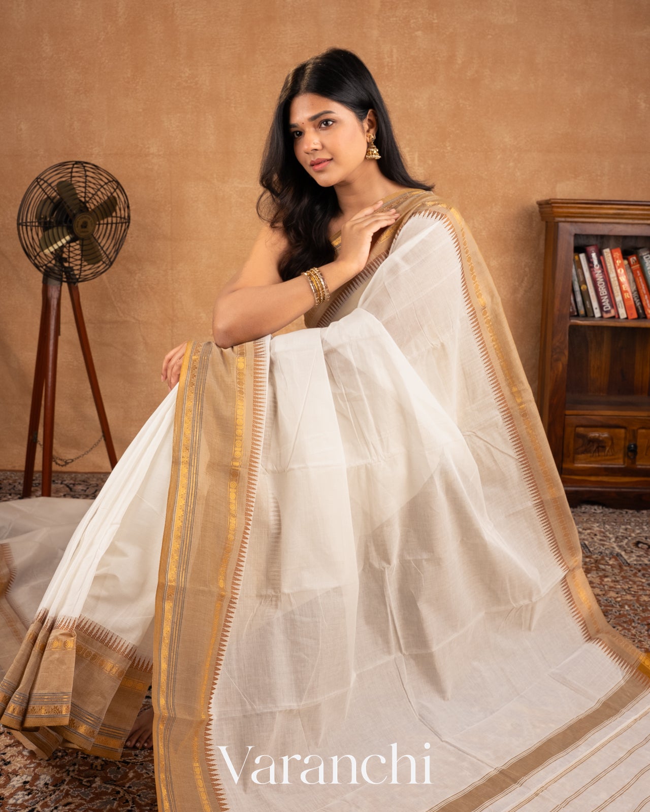 Ivory White Kanchipuram Cotton Saree