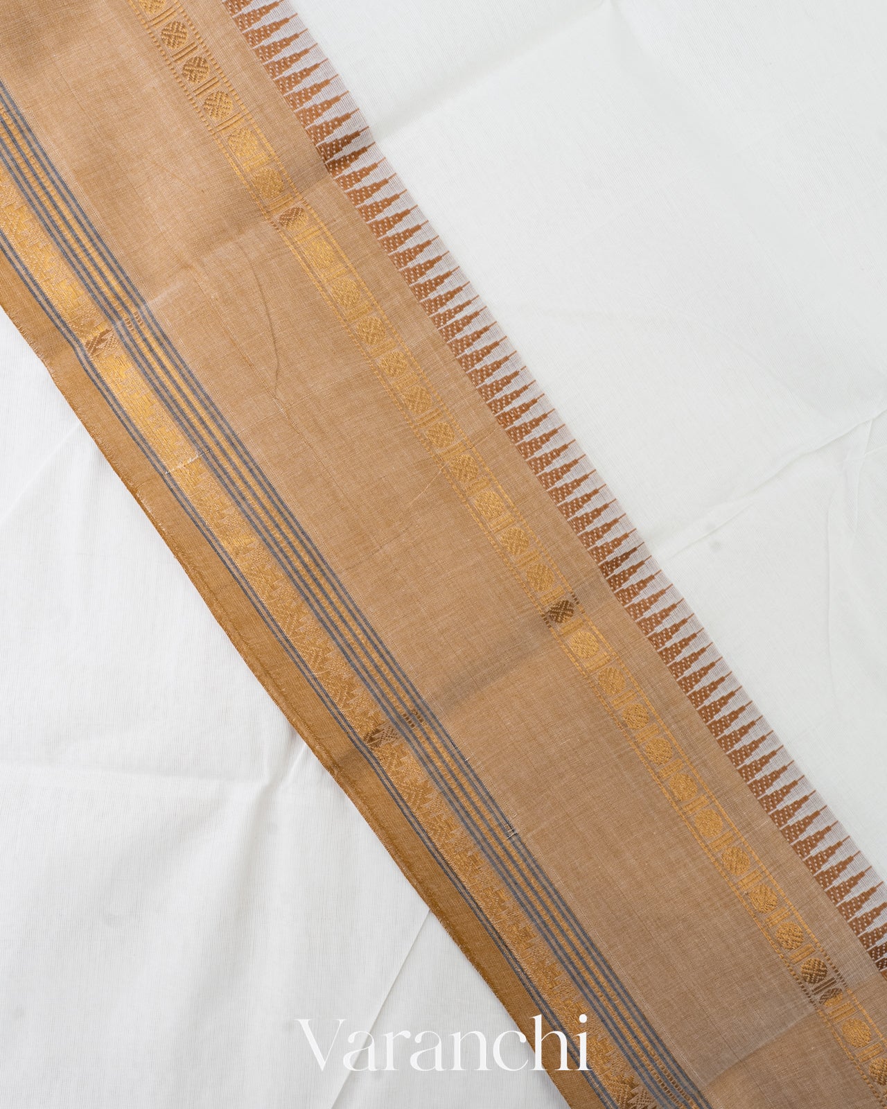 Ivory White Kanchipuram Cotton Saree