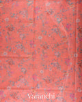 Coral Orange Digital Printed Kota Cotton Saree