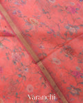 Coral Orange Digital Printed Kota Cotton Saree