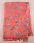 Coral Orange Digital Printed Kota Cotton Saree