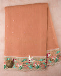 Light Muted Coral  Mirror Embroidered Pure Kota Cotton Saree 