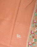 Light Muted Coral  Mirror Embroidered Pure Kota Cotton Saree 