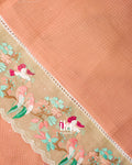 Light Muted Coral  Mirror Embroidered Pure Kota Cotton Saree 
