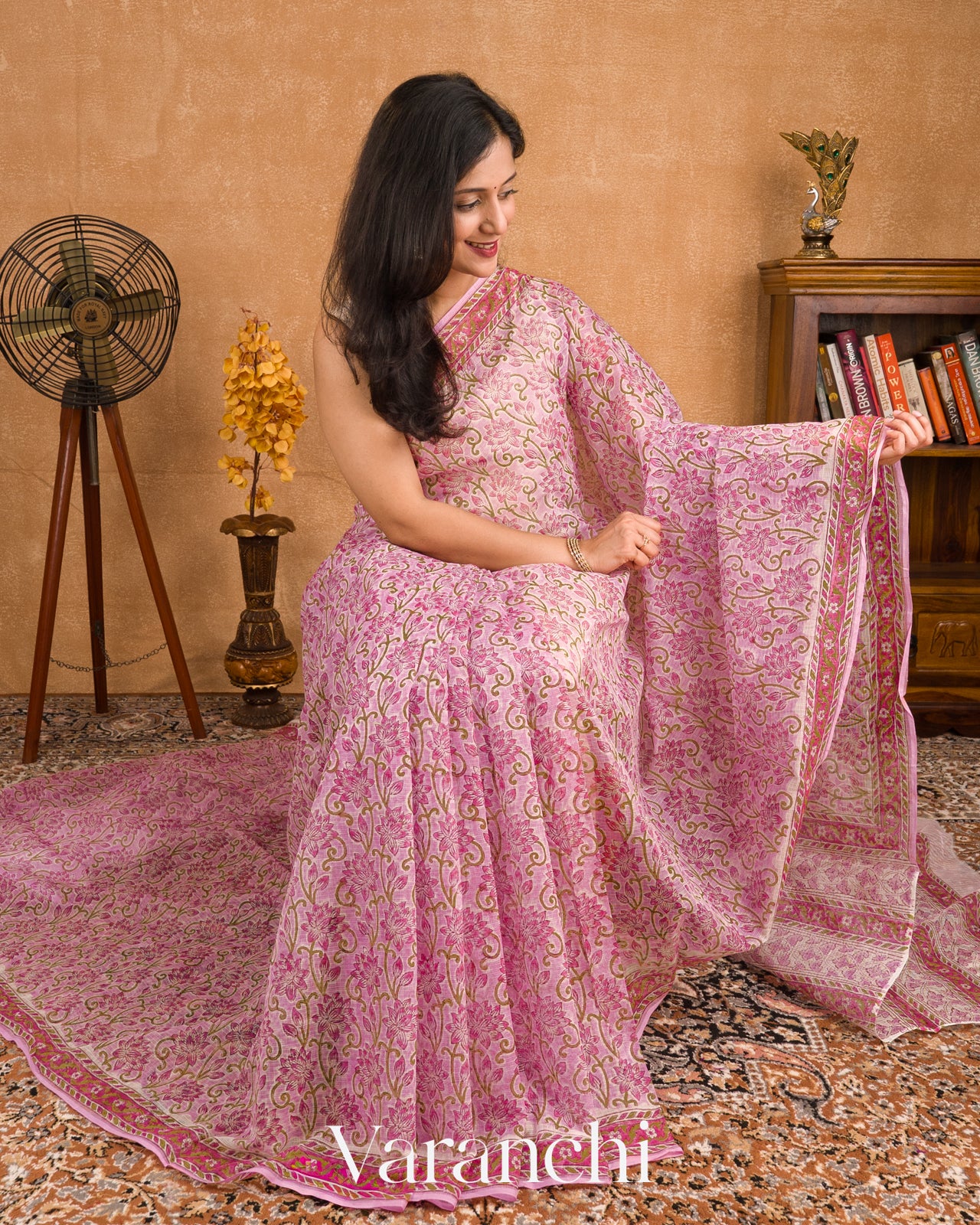Baby Pink Kota Cotton Saree