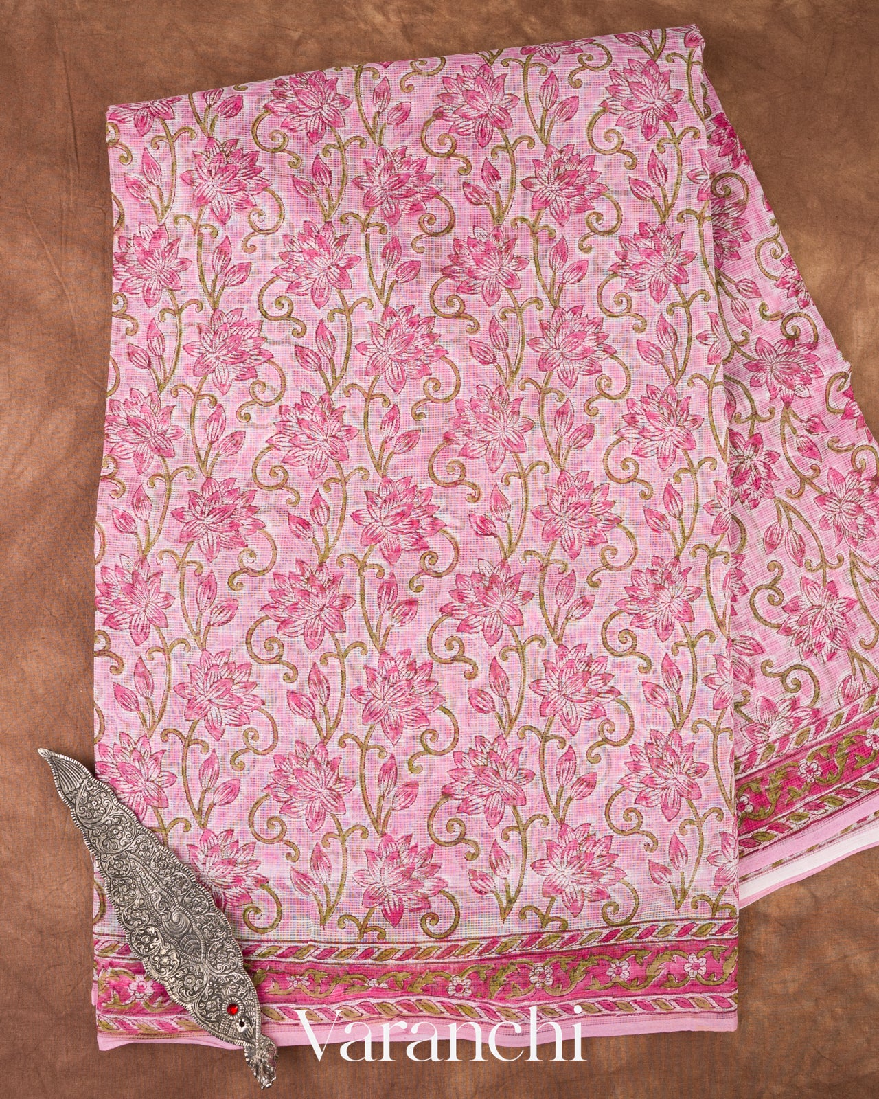 Baby Pink Kota Cotton Saree