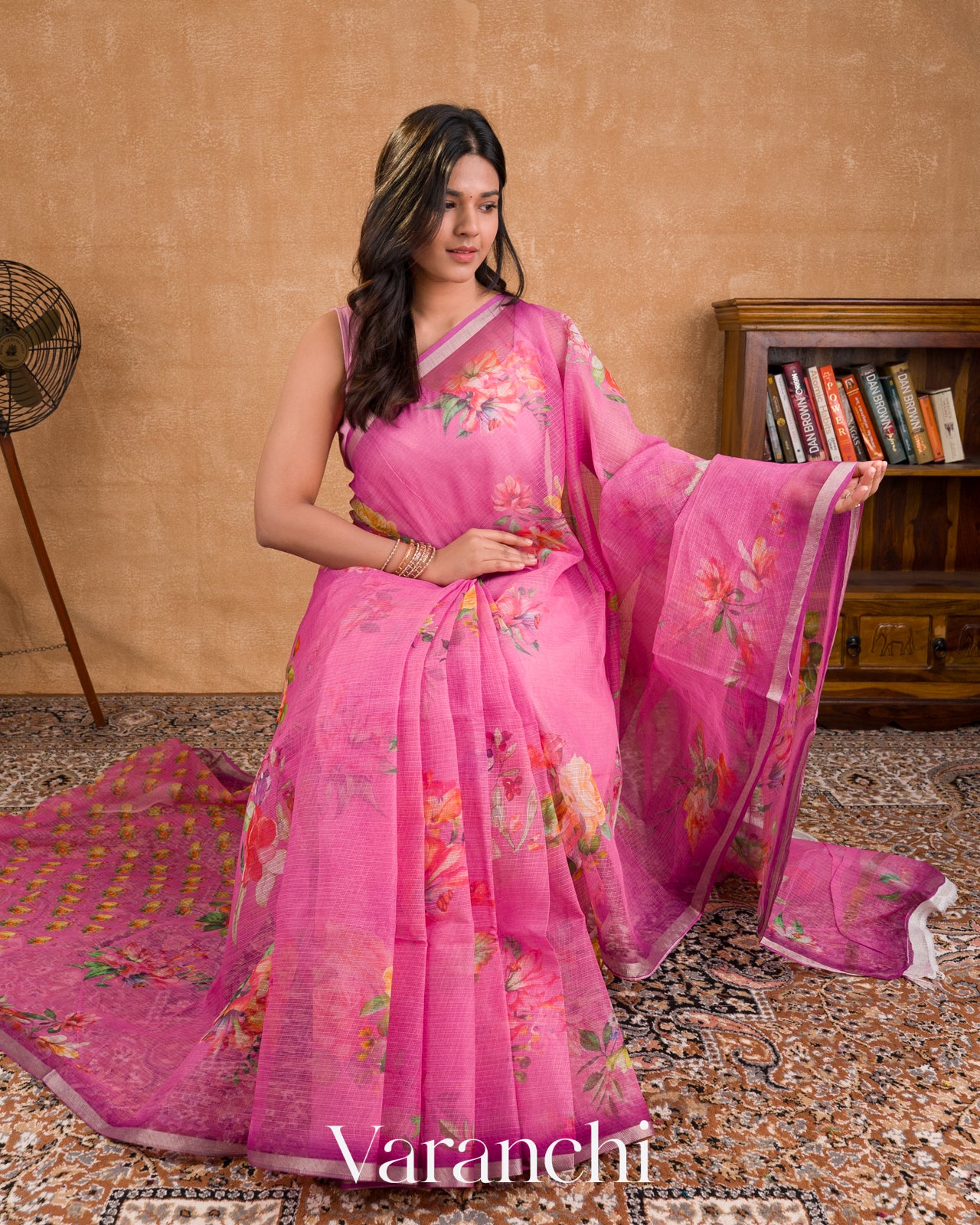 Lotus Pink Digital Printed Kota Cotton Saree
