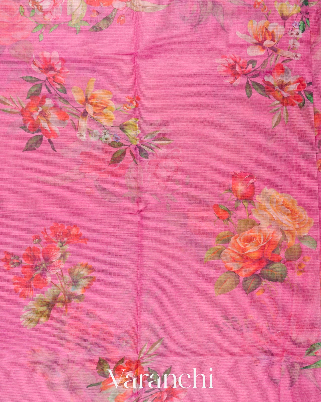 Lotus Pink Digital Printed Kota Cotton Saree