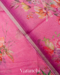Lotus Pink Digital Printed Kota Cotton Saree