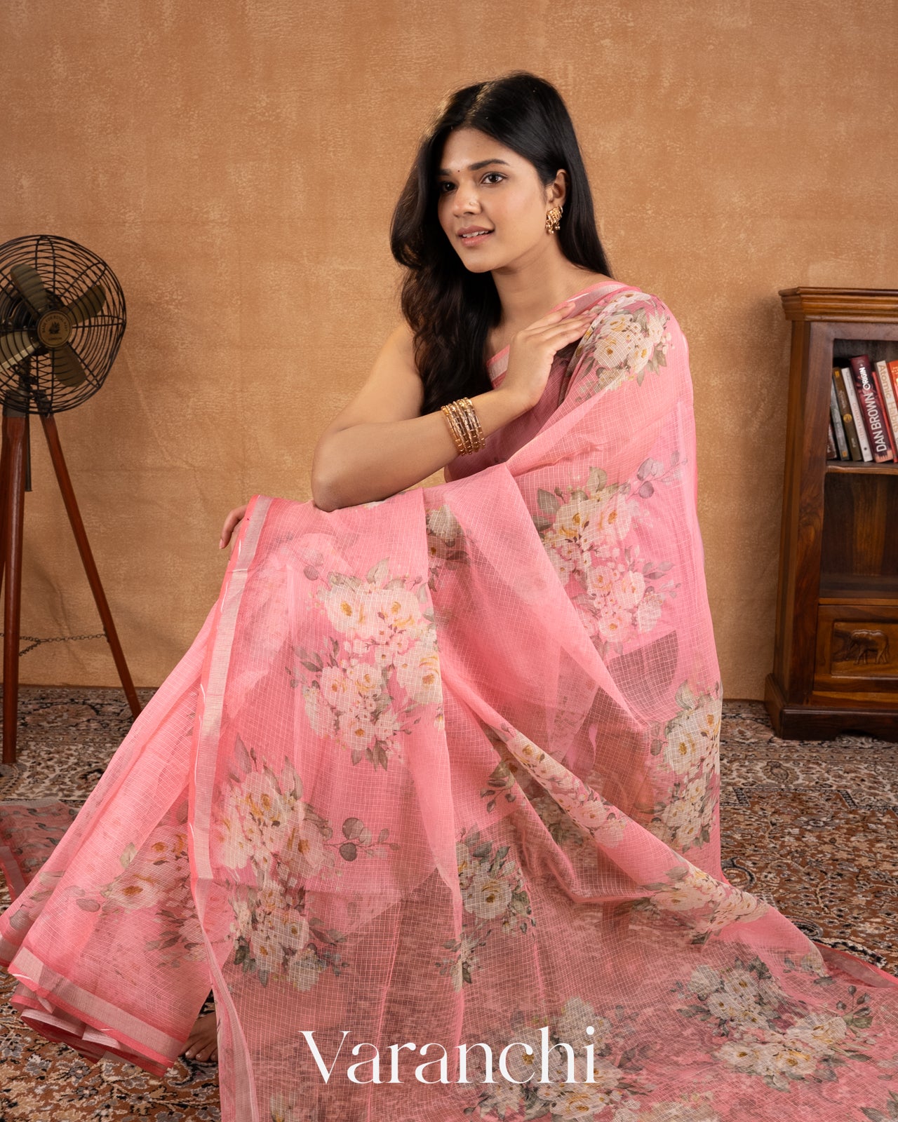 Blush Pink Digital Printed Kota Cotton Saree
