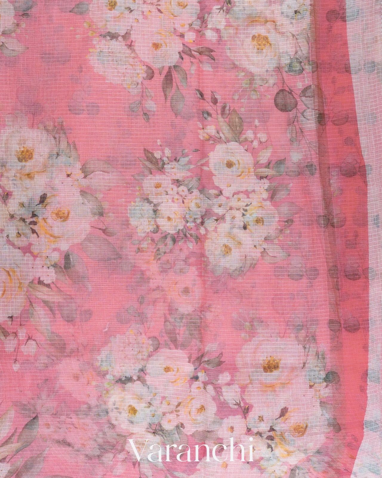 Blush Pink Digital Printed Kota Cotton Saree