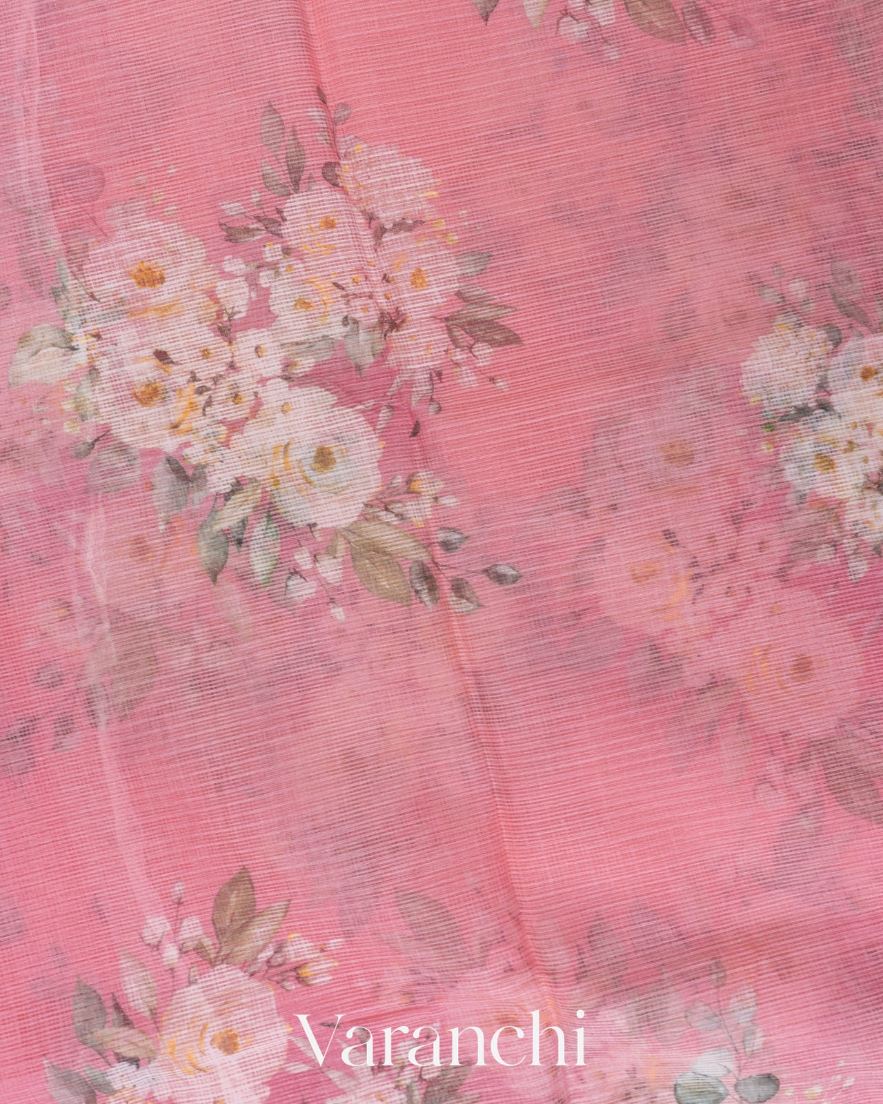 Blush Pink Digital Printed Kota Cotton Saree