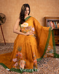 Burnt Mustard Digital Printed Kota Cotton Saree