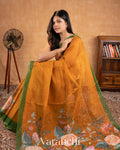 Burnt Mustard Digital Printed Kota Cotton Saree