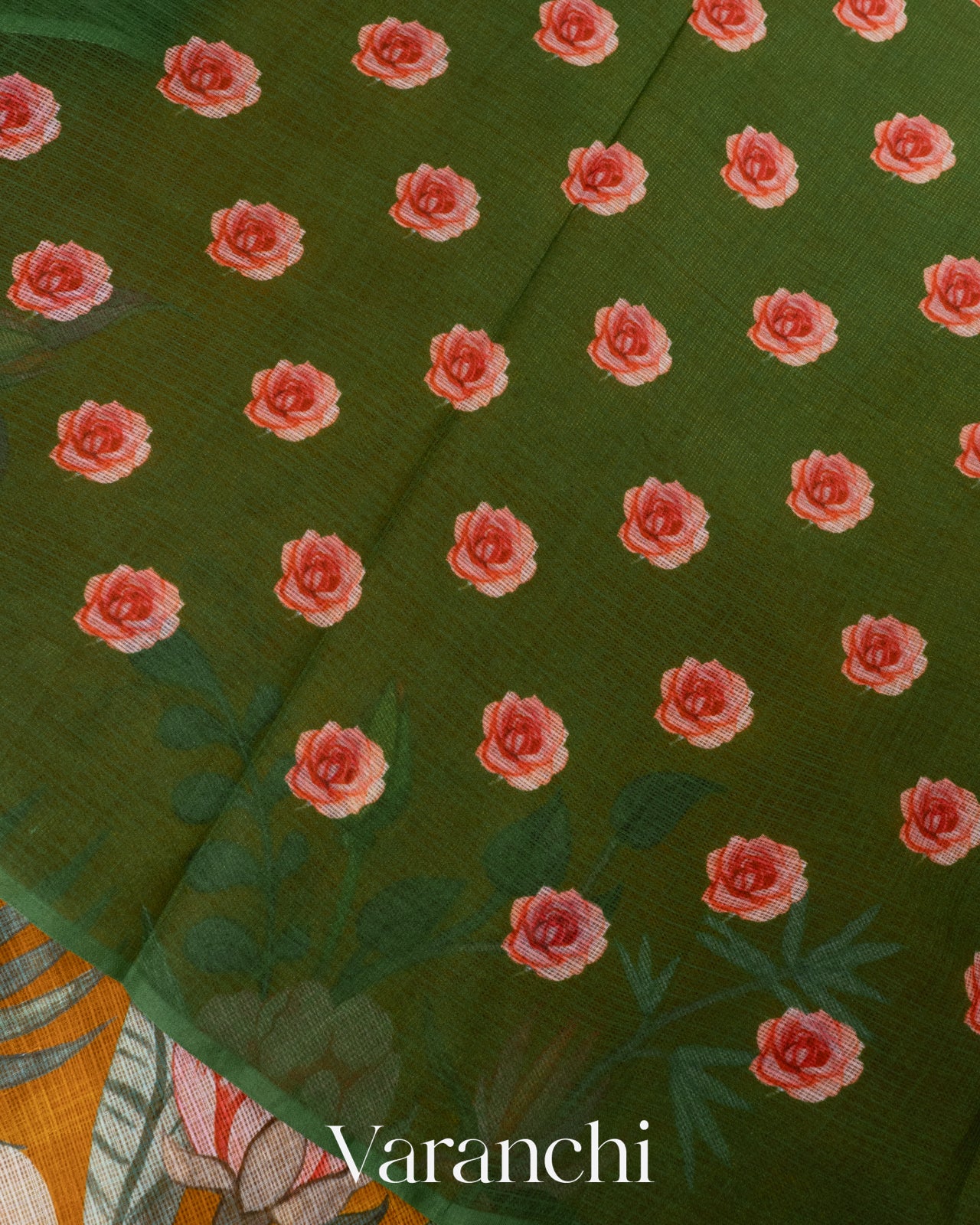 Burnt Mustard Digital Printed Kota Cotton Saree