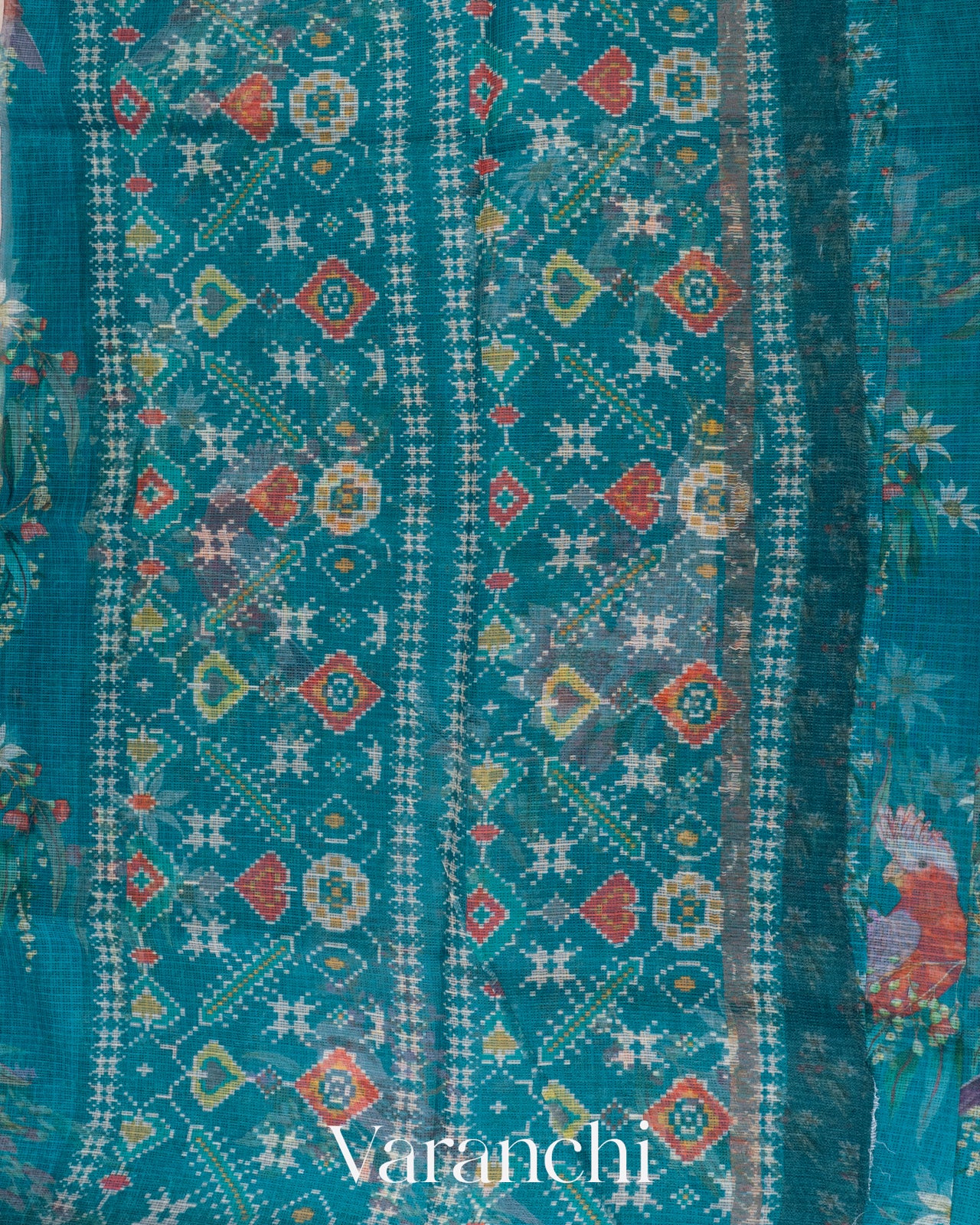 Teal Blue Digital Printed Kota Cotton Saree