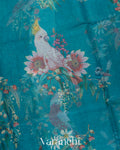 Teal Blue Digital Printed Kota Cotton Saree