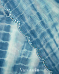 Ink Blue And Powder Blue Shibori Kota Cotton Saree
