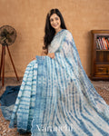 Ink Blue And Powder Blue Shibori Kota Cotton Saree