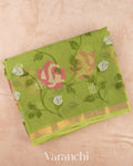 Fresh Leaf Green Embroidered Kota Cotton Saree