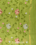 Fresh Leaf Green Embroidered Kota Cotton Saree