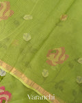 Fresh Leaf Green Embroidered Kota Cotton Saree