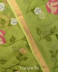 Fresh Leaf Green Embroidered Kota Cotton Saree