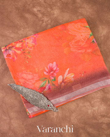 Gajri Orange Kota Cotton Saree