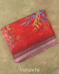 Vermilion Red Digital Printed Kota Cotton Saree
