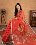 Vermilion Red Digital Printed Kota Cotton Saree