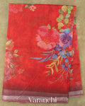 Vermilion Red Digital Printed Kota Cotton Saree