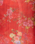 Vermilion Red Digital Printed Kota Cotton Saree