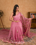 Dusty Rose Pink Embroidered Kota Cotton Saree