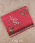 Tomato Red Digital Printed Kota Cotton Saree