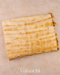 Turmeric Yellow And Off White Shibori Kota Cotton Saree