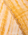 Turmeric Yellow And Off White Shibori Kota Cotton Saree